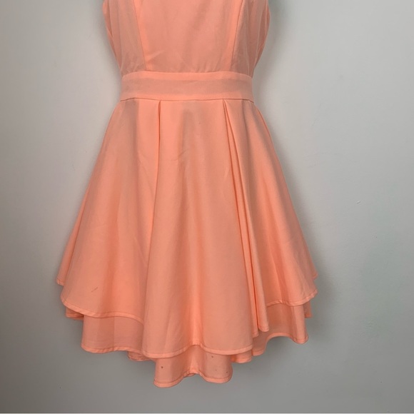 Lulus Peach Halter Layered Mini Dress - Picture 3 of 9